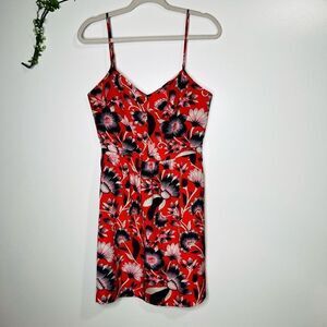 J. Crew Coral Floral Tropical Dress Blue White